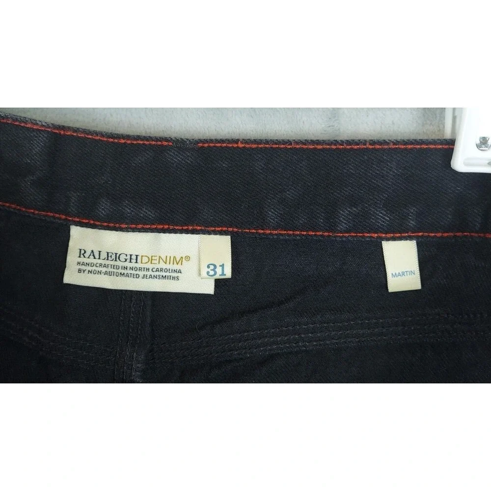 Raleigh Denim Martin Fit Selvedge Black Raw Hem‎ 31x26 Jeans Cropped Button Fly